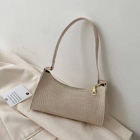 bags : Schoudertas Dames Zwart - Alligatorpatroon Veelzijdig Design - PU-Leer in Wit van Pantino