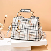 bags : Crossbody Tas Dames Zwart - Kleurblok Design - Kunstleer in Roosterbalk van Pantino