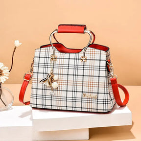 bags : Crossbody Tas Dames Zwart - Kleurblok Design - Kunstleer in Geruit rood van Pantino