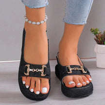 Sandals : Strandwandeling Sandalen Dames - Comfortabele Sandalen voor Perfecte Stranddagen - Marineblauw in Zwart van Pantino
