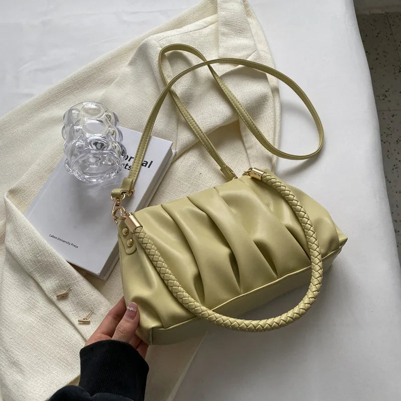 bags : Schoudertas Zwart - Elegante Geplooide in Geel van Pantino