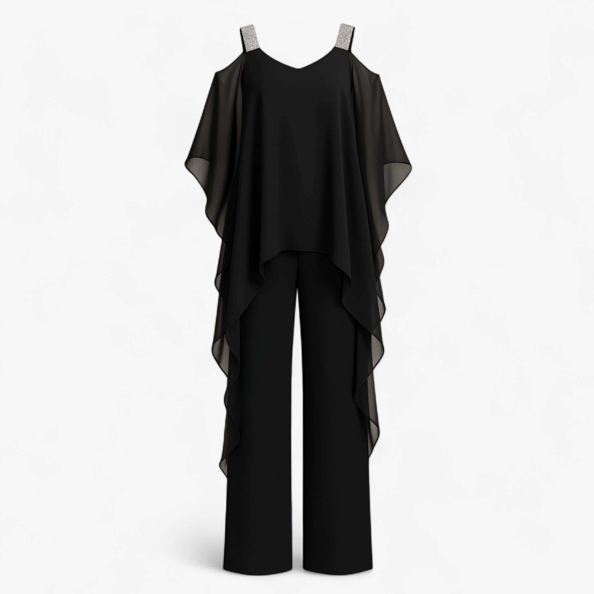 Women's Dress : Jumpsuit Dames Asymmetrisch Design - Zwart in Zwart van Pantino