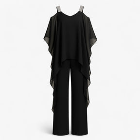 Women's Dress : Jumpsuit Dames Asymmetrisch Design - Zwart in Zwart van Pantino
