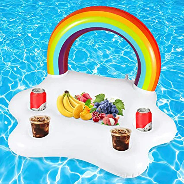 outdoor equipment : Opblaasbare Drijvende Feestbar - Zwembad Bekerhouder Bierkoeler - PVC in Regenboog van Pantino