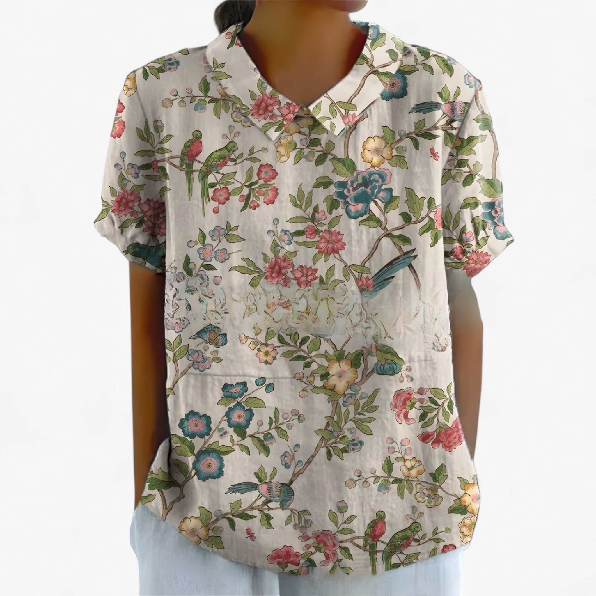 Women's Top Clothes : Elegante Bloemenblouse voor Dames van Viscose - Bedrukt Patroon in van Pantinoshop