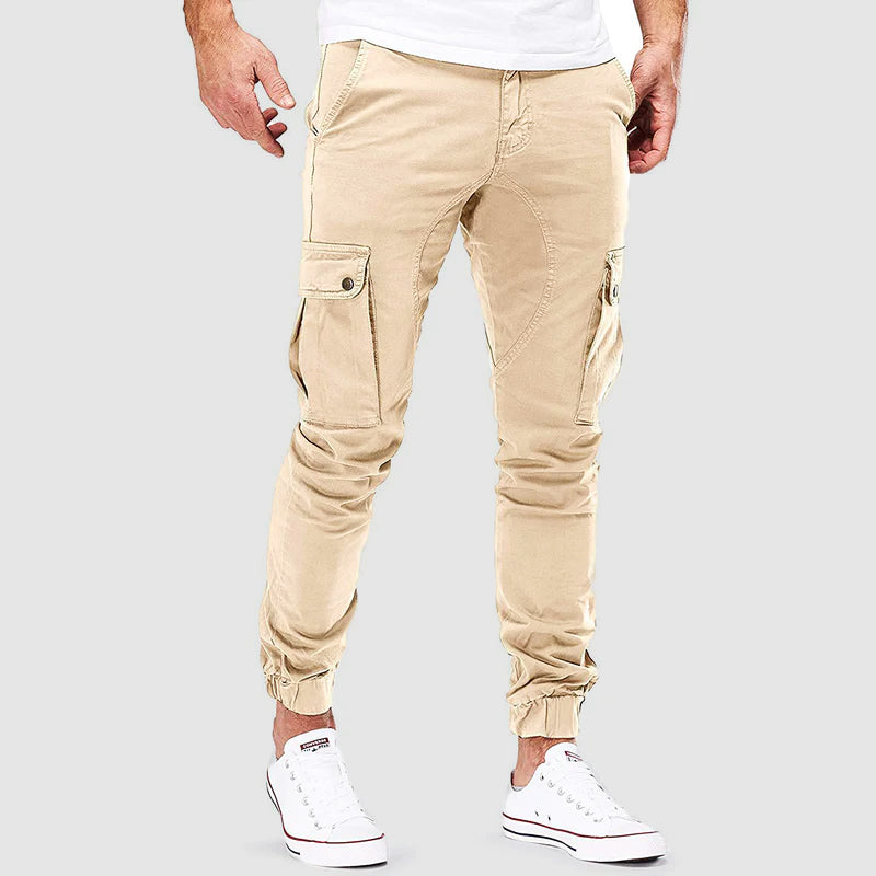 Cargo Pants : Slim Cargo Pants voor Heren - Trendy en Praktisch in Beige van Pantino