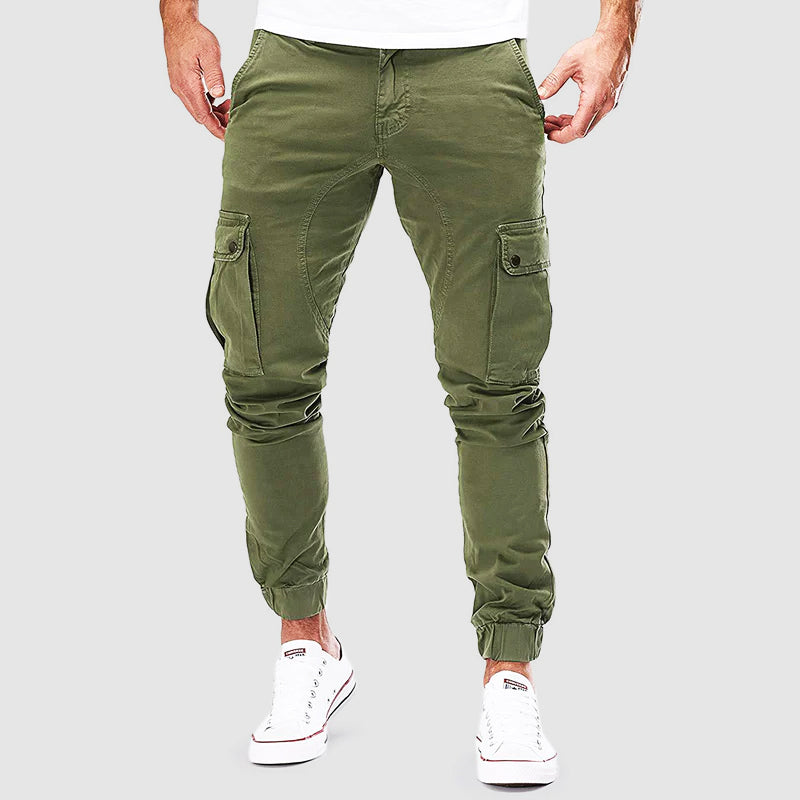Cargo Pants : Slim Cargo Pants voor Heren - Trendy en Praktisch in Groen van Pantino
