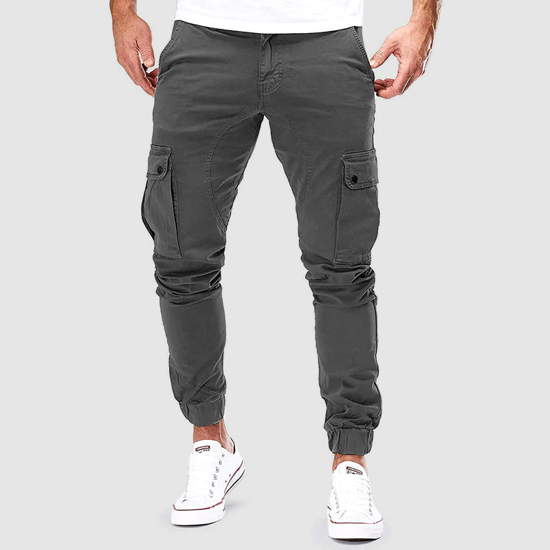 Cargo Pants : Slim Cargo Pants voor Heren - Trendy en Praktisch in Grijs van Pantino