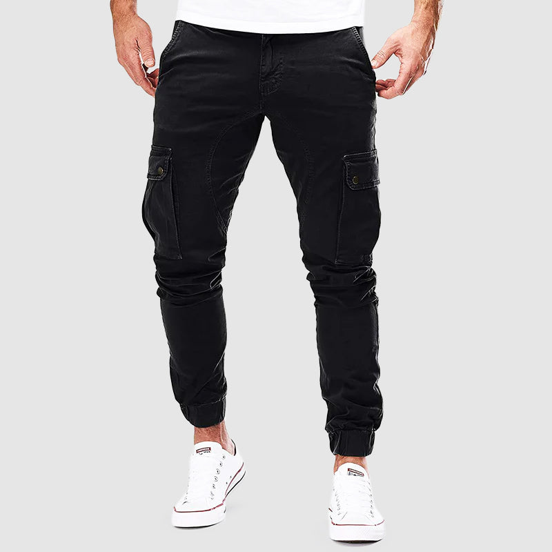 Cargo Pants : Slim Cargo Pants voor Heren - Trendy en Praktisch in Zwart van Pantino
