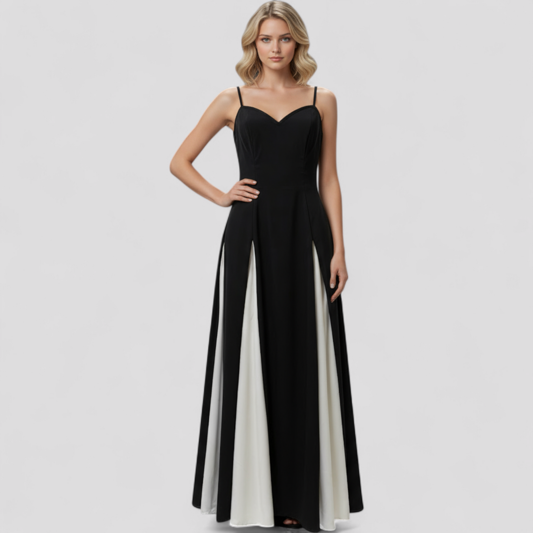 Dress : Lange Jurk Dames voor Elegante Avonden - Wit Zwart in van Pantino