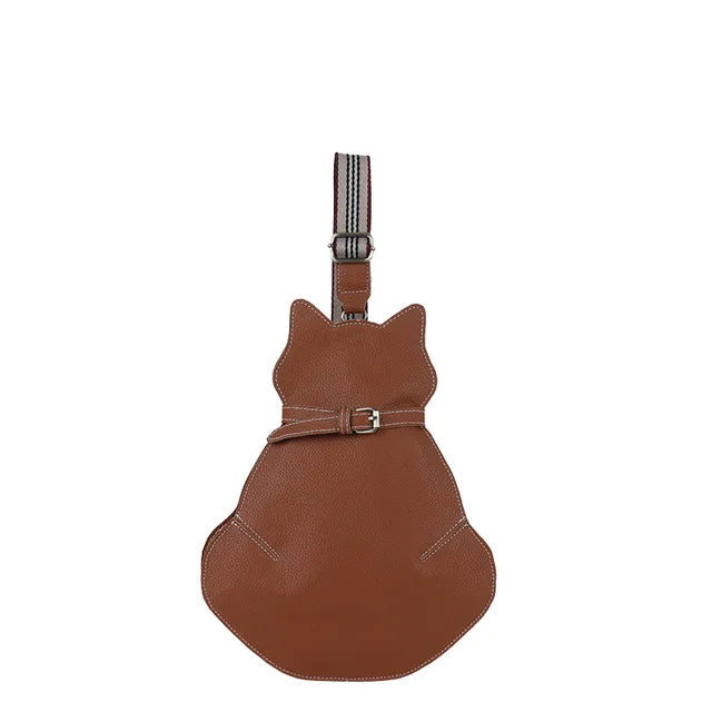 bags : Schattige Katten Tas Dames Bruin - Cat Design Compact - PU-Leer in Lichtbruin van Pantino