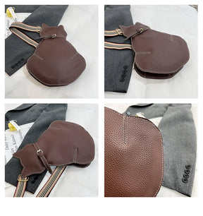 bags : Schattige Katten Tas Dames Bruin - Cat Design Compact - PU-Leer in van Pantino