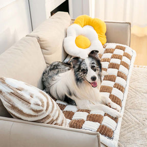 pets : Chenille Huisdier Deken Bruin Wit - Zachte Meubelbescherming - Microvezel in van Pantino