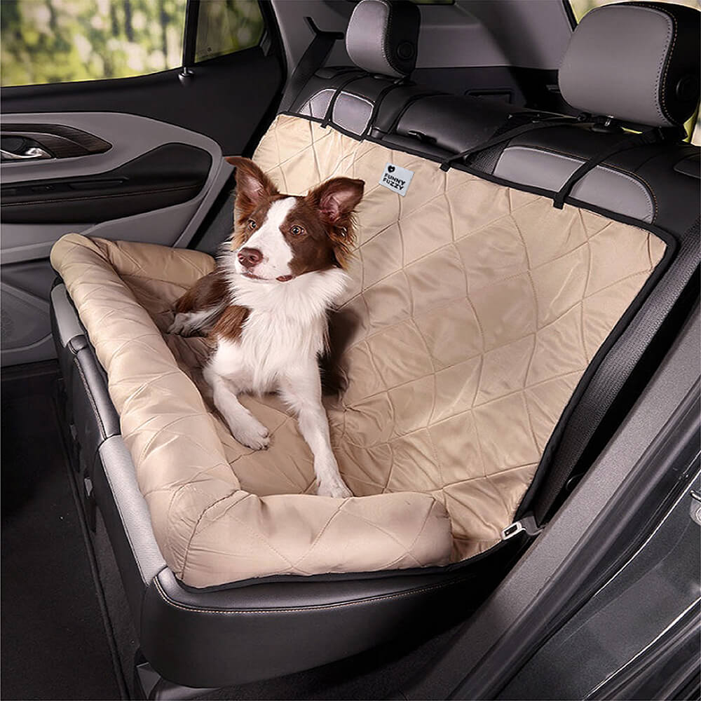 pets : Honden Auto Reisbed Crème Kaki - Comfortabel Veilig Reizen - Pluche in Crème kaki van Pantino