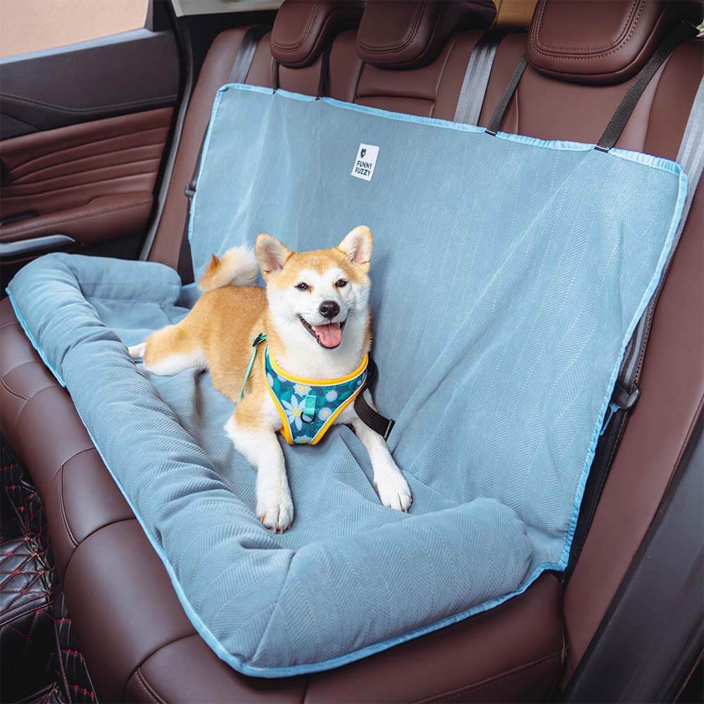 pets : Honden Auto Reisbed Crème Kaki - Comfortabel Veilig Reizen - Pluche in van Pantino