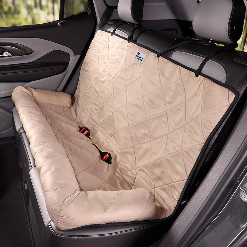 pets : Honden Auto Reisbed Crème Kaki - Comfortabel Veilig Reizen - Pluche in van Pantino