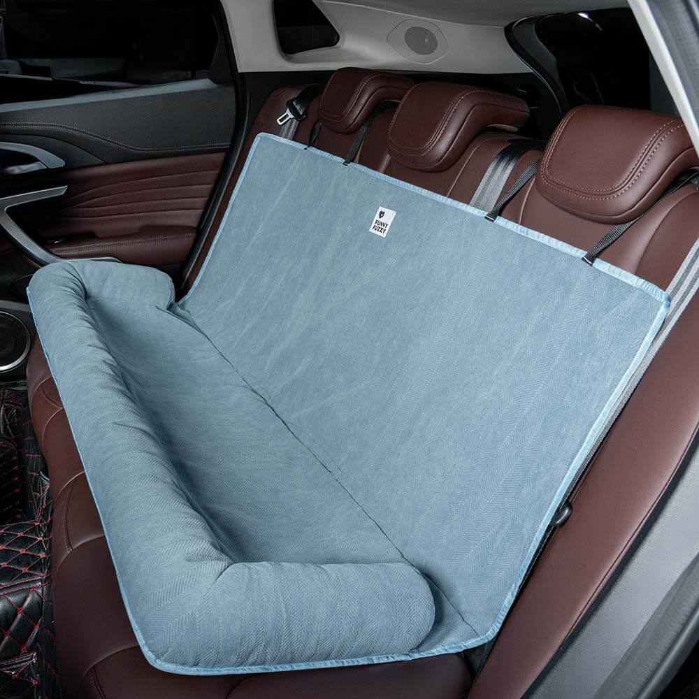 pets : Honden Auto Reisbed Crème Kaki - Comfortabel Veilig Reizen - Pluche in van Pantino