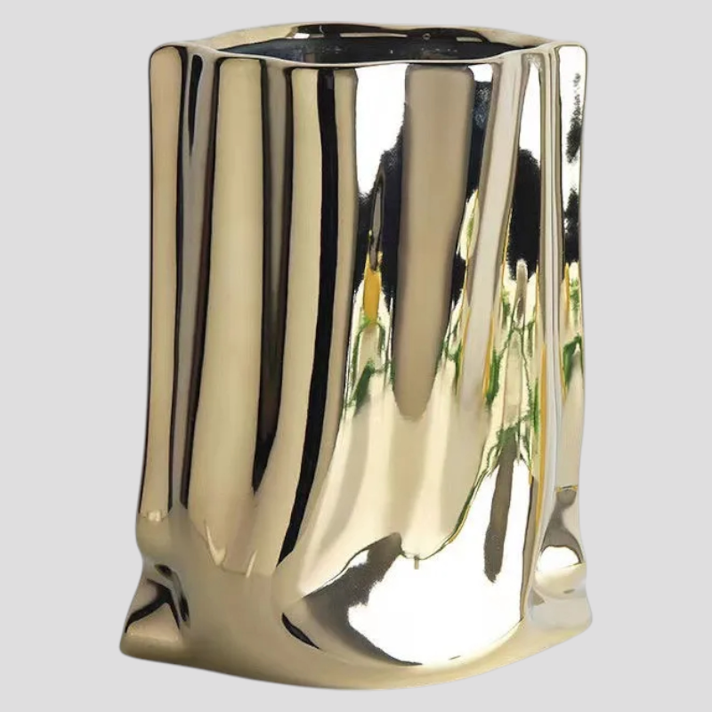 Vases : Zilverkleurige keramische decoratieve vaas Woonaccessoire in of-L van Pantinoshop