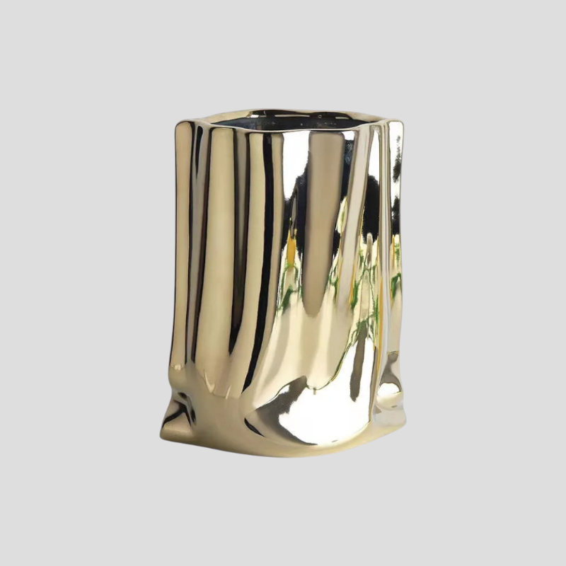 Vases : Zilverkleurige keramische decoratieve vaas Woonaccessoire in of-S van Pantinoshop