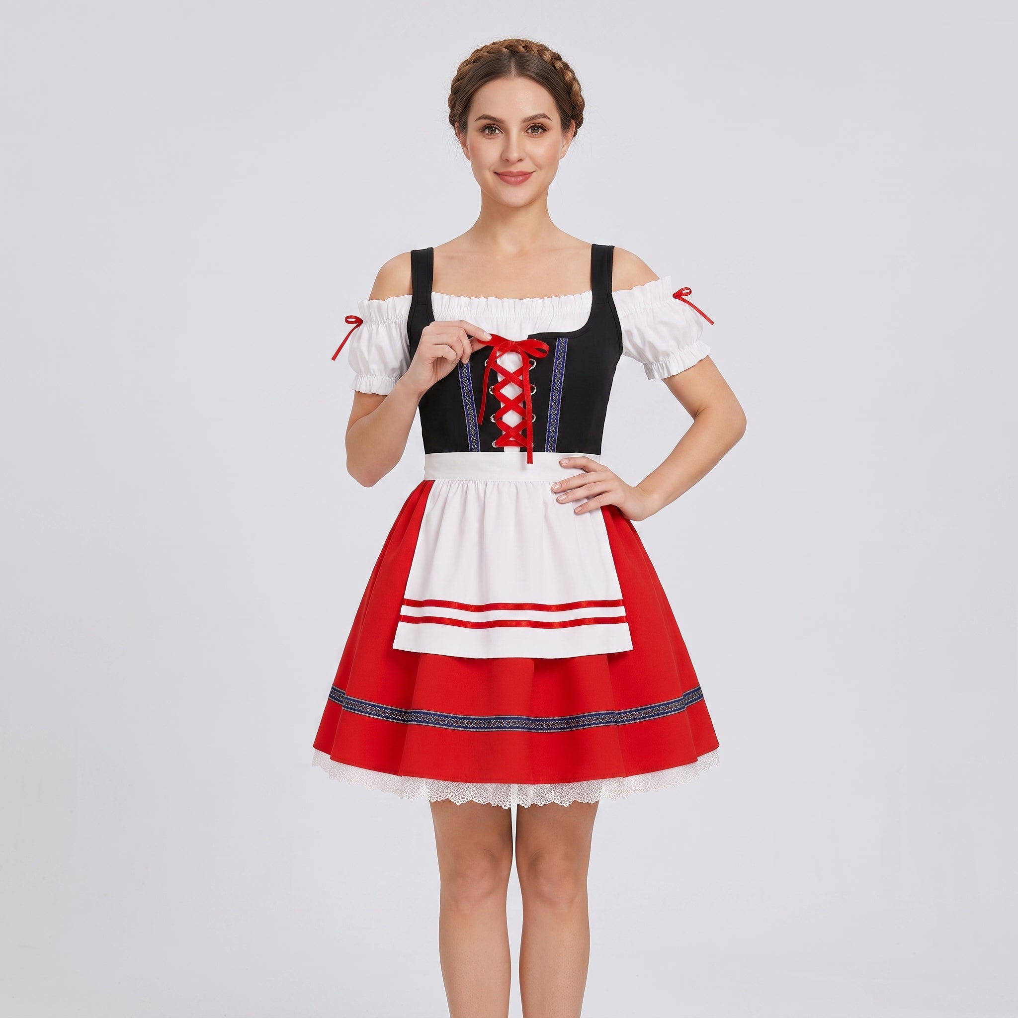 Gifts – Seasonal – Oktoberfest : Dirndl Jurk Dames Rood Kant voor Oktoberfest Feesten in van Steiner-boutique
