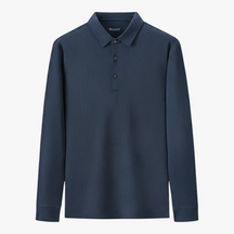 Polo Shirts: Poloshirts : Casual Poloshirt met Lange Mouwen - Marineblauw in Marineblauw van Pantino