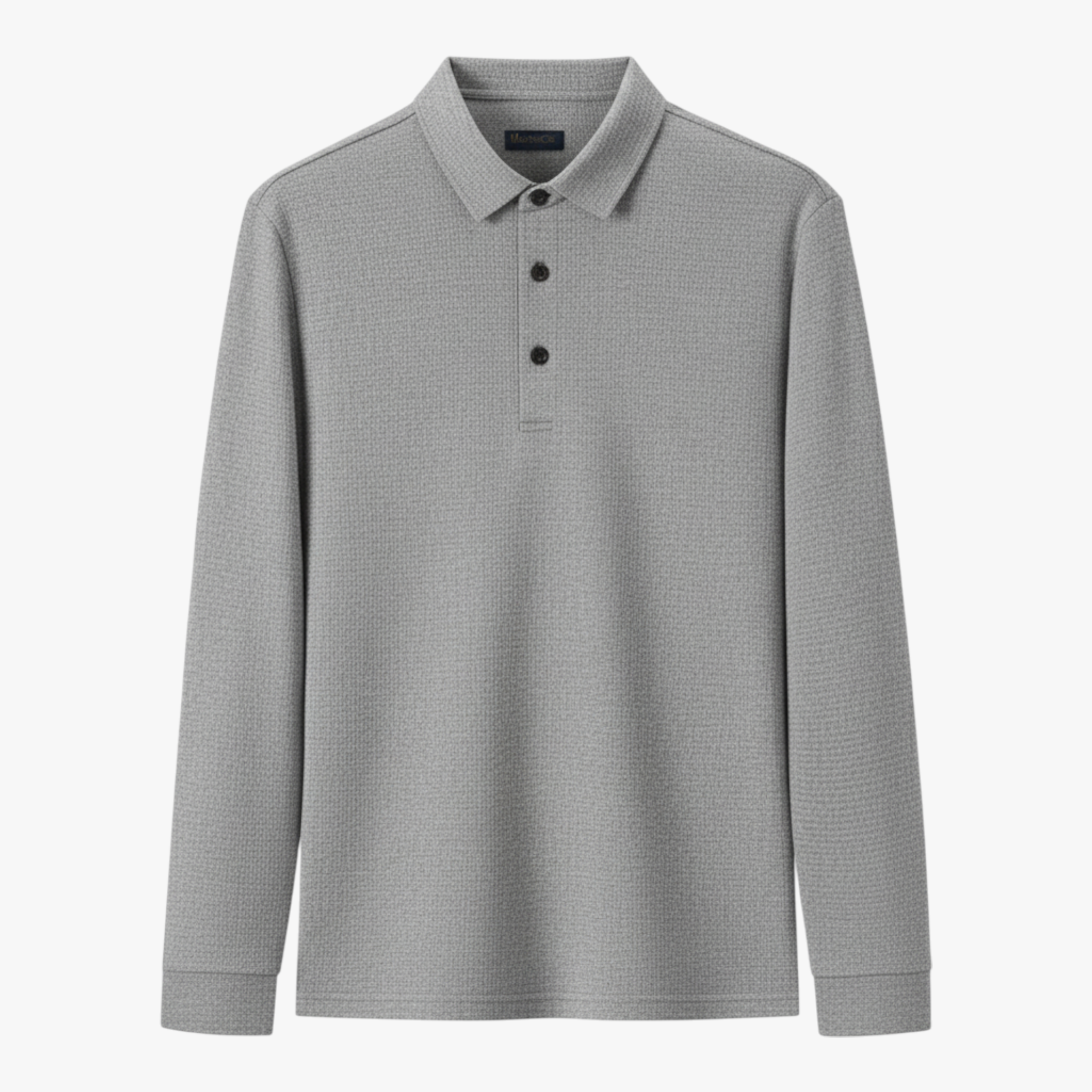 Polo Shirts: Poloshirts : Casual Poloshirt met Lange Mouwen - Marineblauw in Lichtgrijs van Pantino