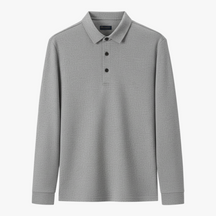 Polo Shirts: Poloshirts : Casual Poloshirt met Lange Mouwen - Marineblauw in Lichtgrijs van Pantino