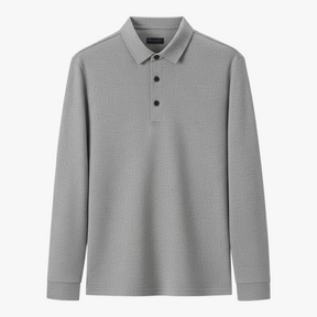 Polo Shirts: Poloshirts : Casual Poloshirt met Lange Mouwen - Marineblauw in Lichtgrijs van Pantino