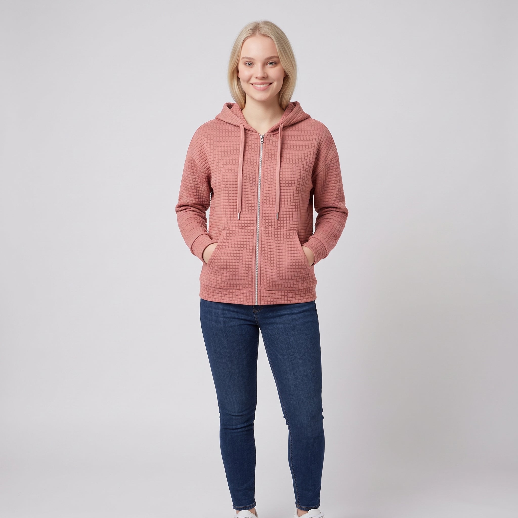 AW - Womens - Hoodie : Dames hoodie met rits, trekkoord en zakken - Comfortabel in van Loranza