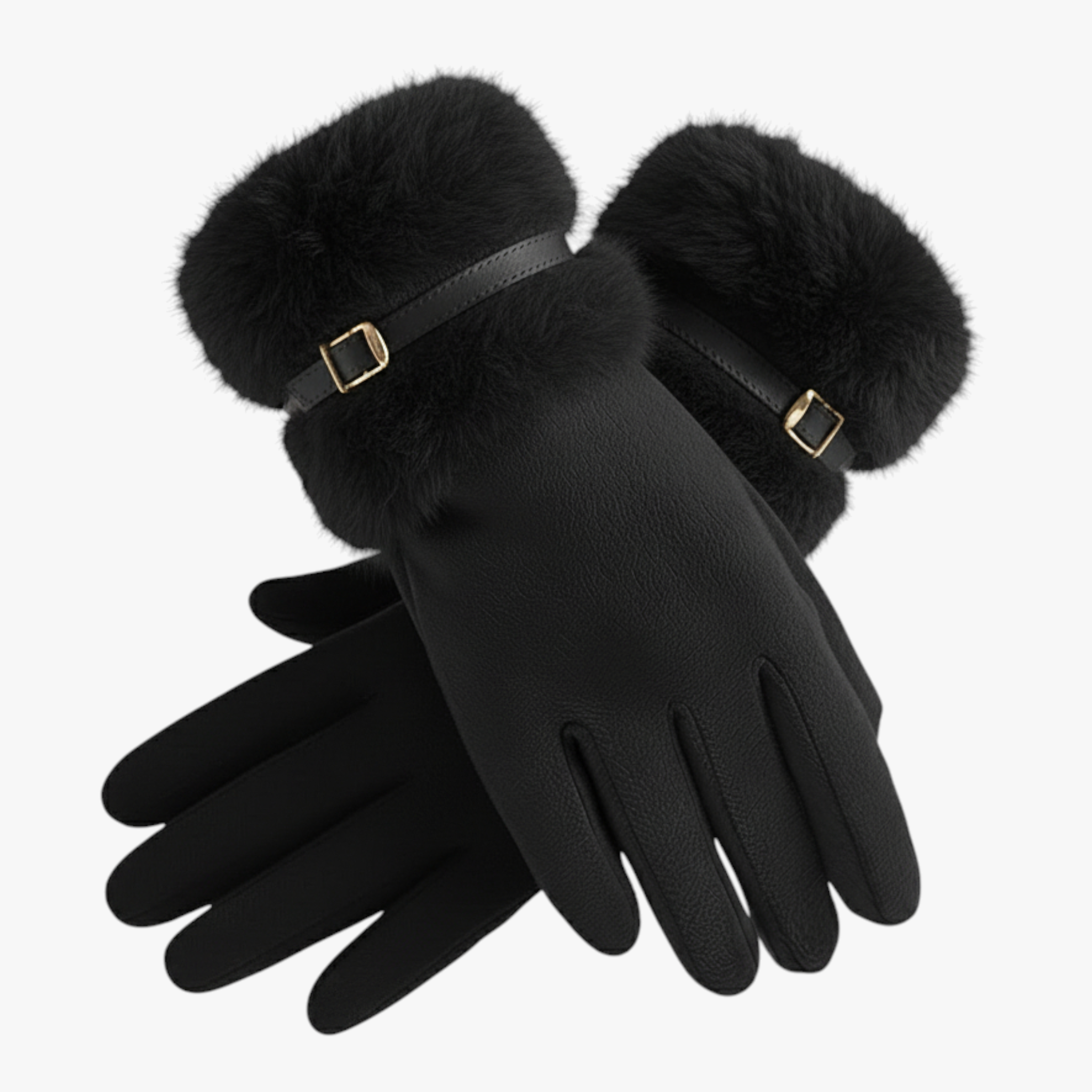 Winterhandschoenen : Warme Dames Handschoenen met Fleece Voering - Bruin in Zwart One Size van Pantino