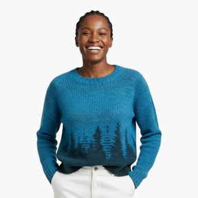 Truien : Esprit Vintage Retro Trui voor een Unieke Look - Blauw/bomen in van Pantino