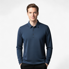 Polo Shirts: Poloshirts : Casual Poloshirt met Lange Mouwen - Marineblauw in van Pantino