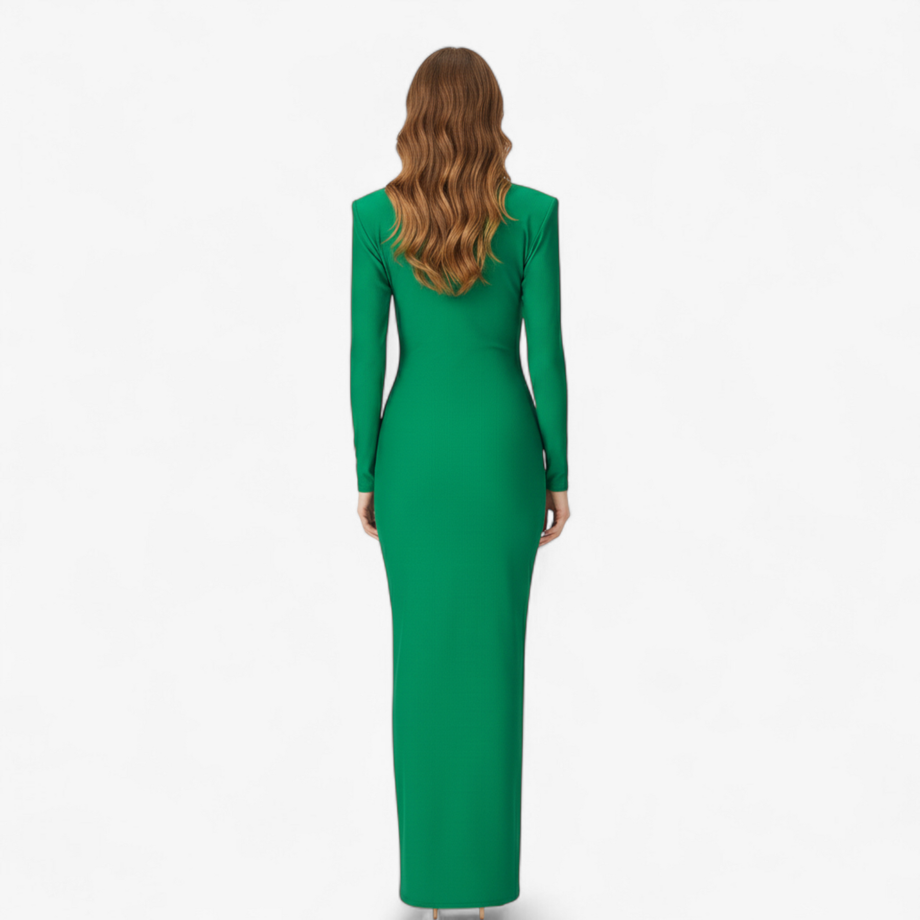 dress : Maxi Jurk Dames Groen - Elegante met Lange Mouwen in van Pantino
