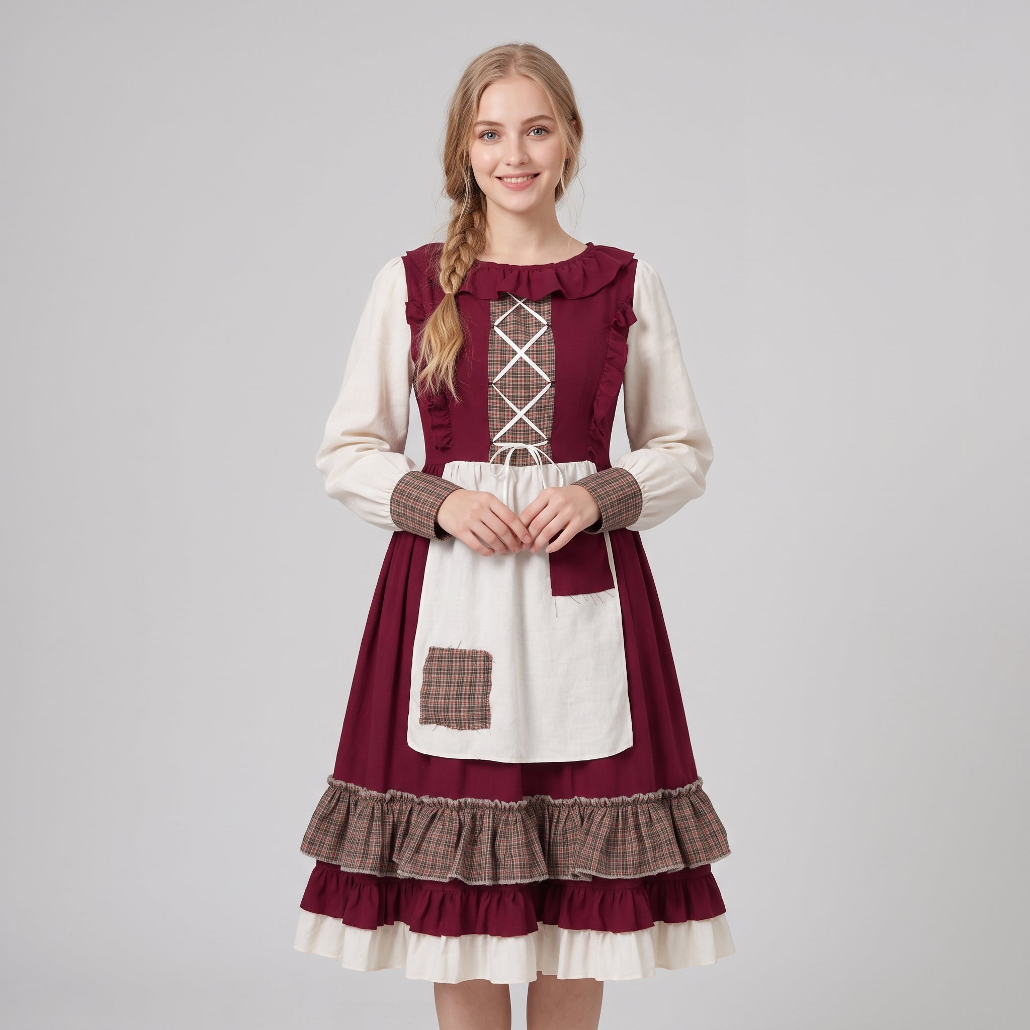 Gifts – Seasonal – Oktoberfest : Dames dirndl jurk - Rood geborduurd, klassieke A-lijn in van Steiner-boutique