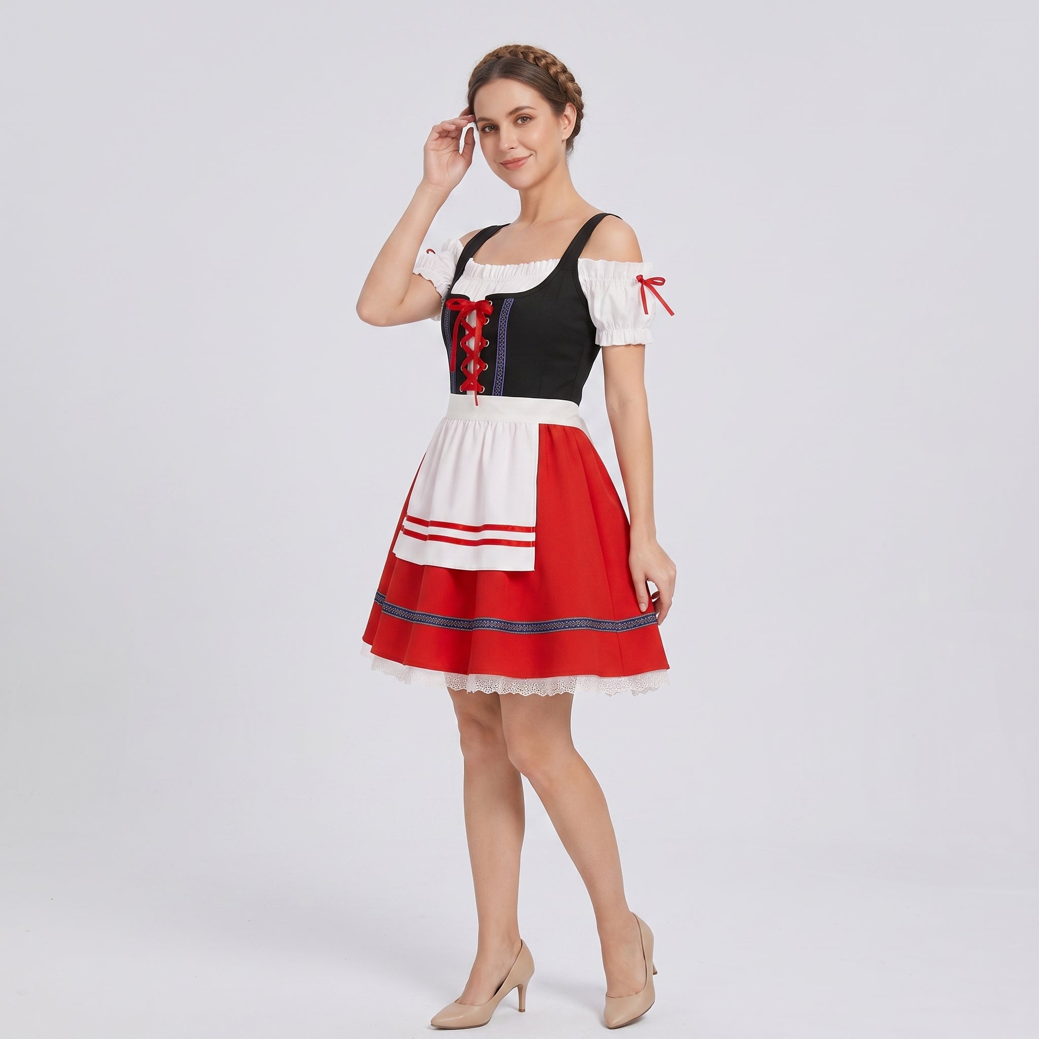 Gifts – Seasonal – Oktoberfest : Dirndl Jurk Dames Rood Kant voor Oktoberfest Feesten in van Steiner-boutique