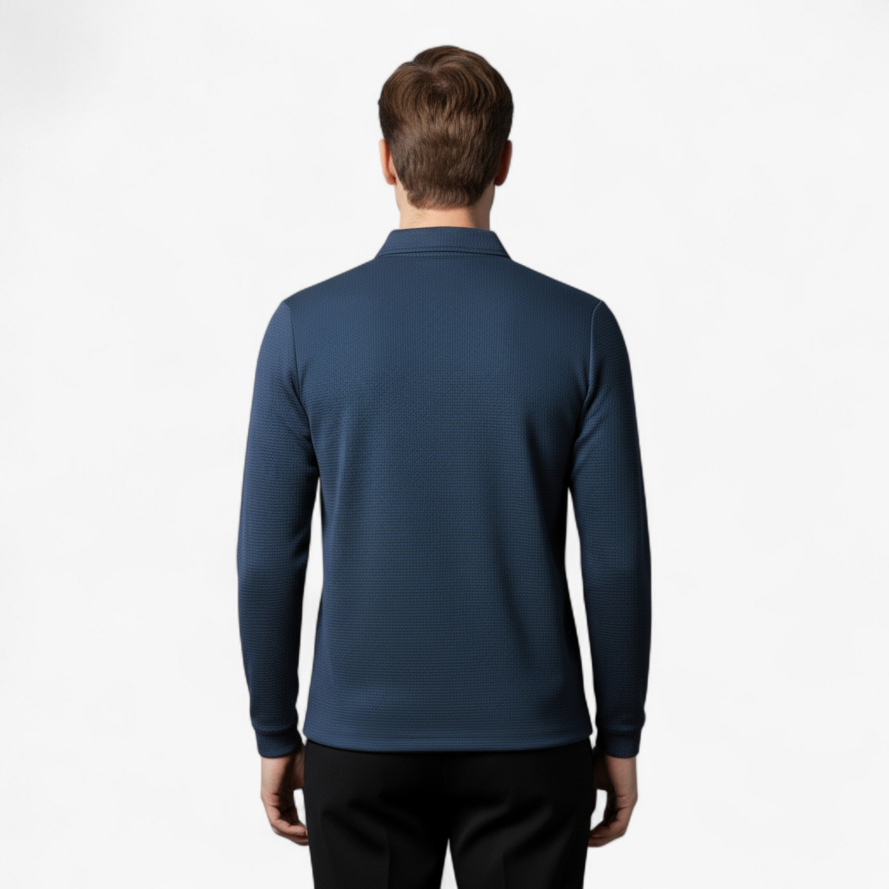 Polo Shirts: Poloshirts : Casual Poloshirt met Lange Mouwen - Marineblauw in van Pantino