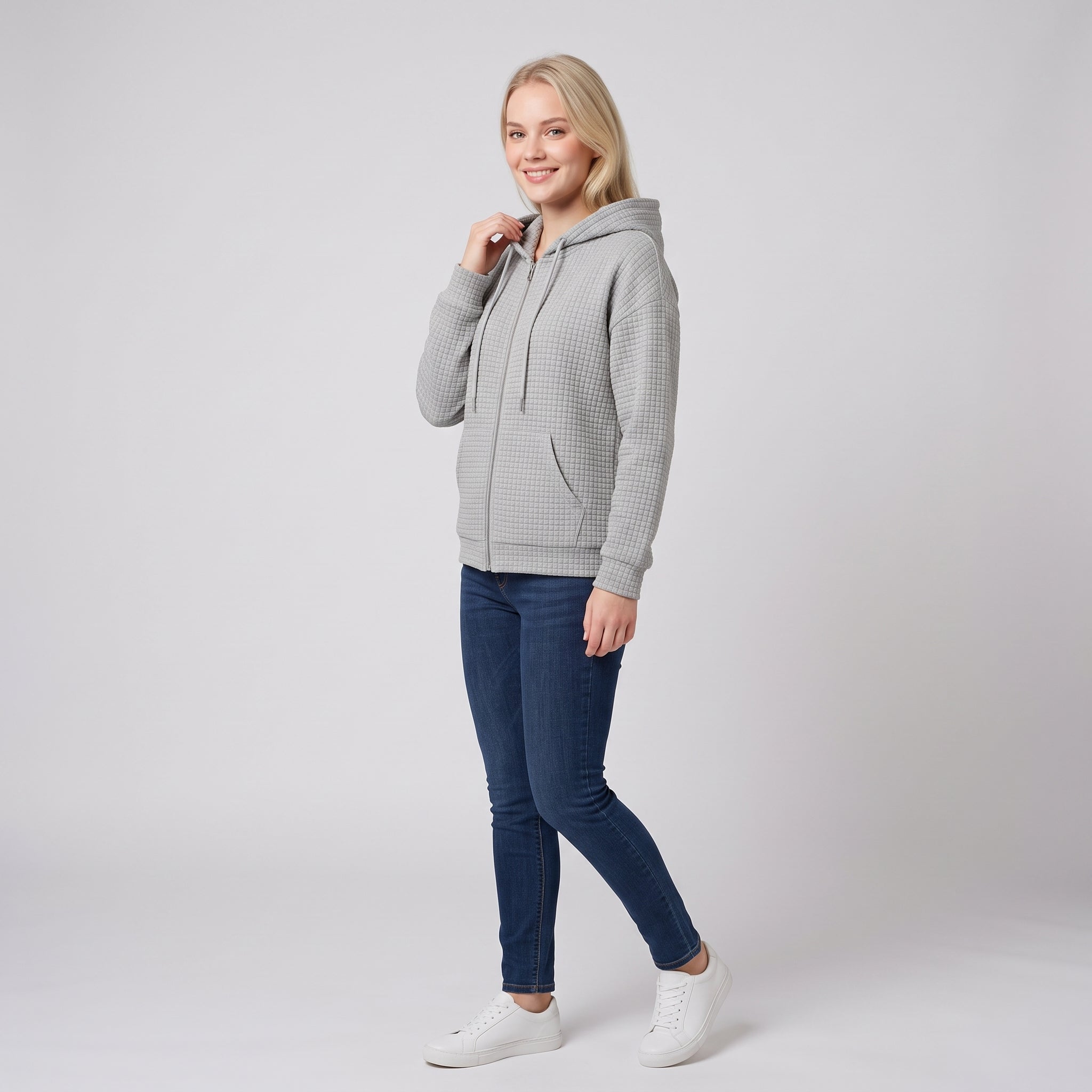 AW - Womens - Hoodie : Dames hoodie met rits, trekkoord en zakken - Comfortabel in van Loranza