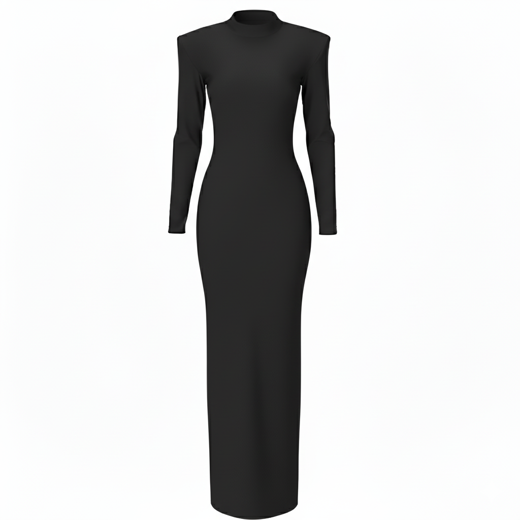 dress : Maxi Jurk Dames Groen - Elegante met Lange Mouwen in Zwart van Pantino