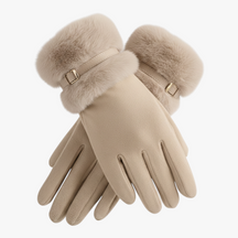 Winterhandschoenen : Warme Dames Handschoenen met Fleece Voering - Bruin in Beige One Size van Pantino