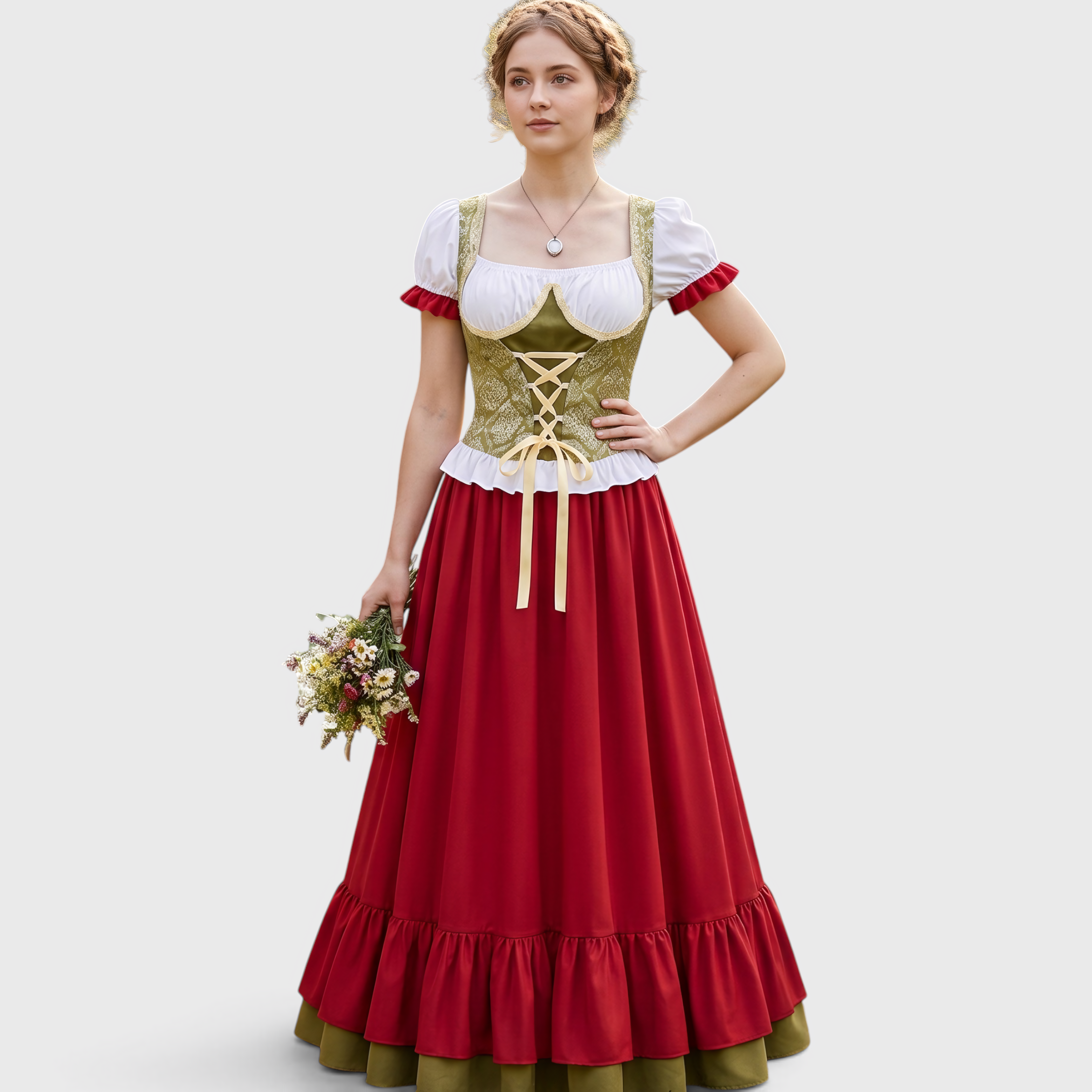 Gifts – Seasonal – Oktoberfest : Dames Oktoberfest kostuum: rijglijfje, pufmouwen en ruchesrok in van Steiner-boutique
