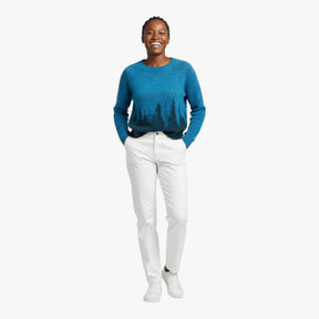Truien : Esprit Vintage Retro Trui voor een Unieke Look - Blauw/bomen in van Pantino