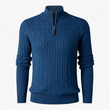 Herentruien : Heren Half-zip Trui van Luxe Wolmix in Blauw van Pantino