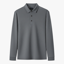 Polo Shirts: Poloshirts : Casual Poloshirt met Lange Mouwen - Marineblauw in Donkergrijs van Pantino