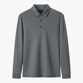 Polo Shirts: Poloshirts : Casual Poloshirt met Lange Mouwen - Marineblauw in Donkergrijs van Pantino