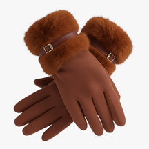 Winterhandschoenen : Warme Dames Handschoenen met Fleece Voering - Bruin in Koffie One Size van Pantino