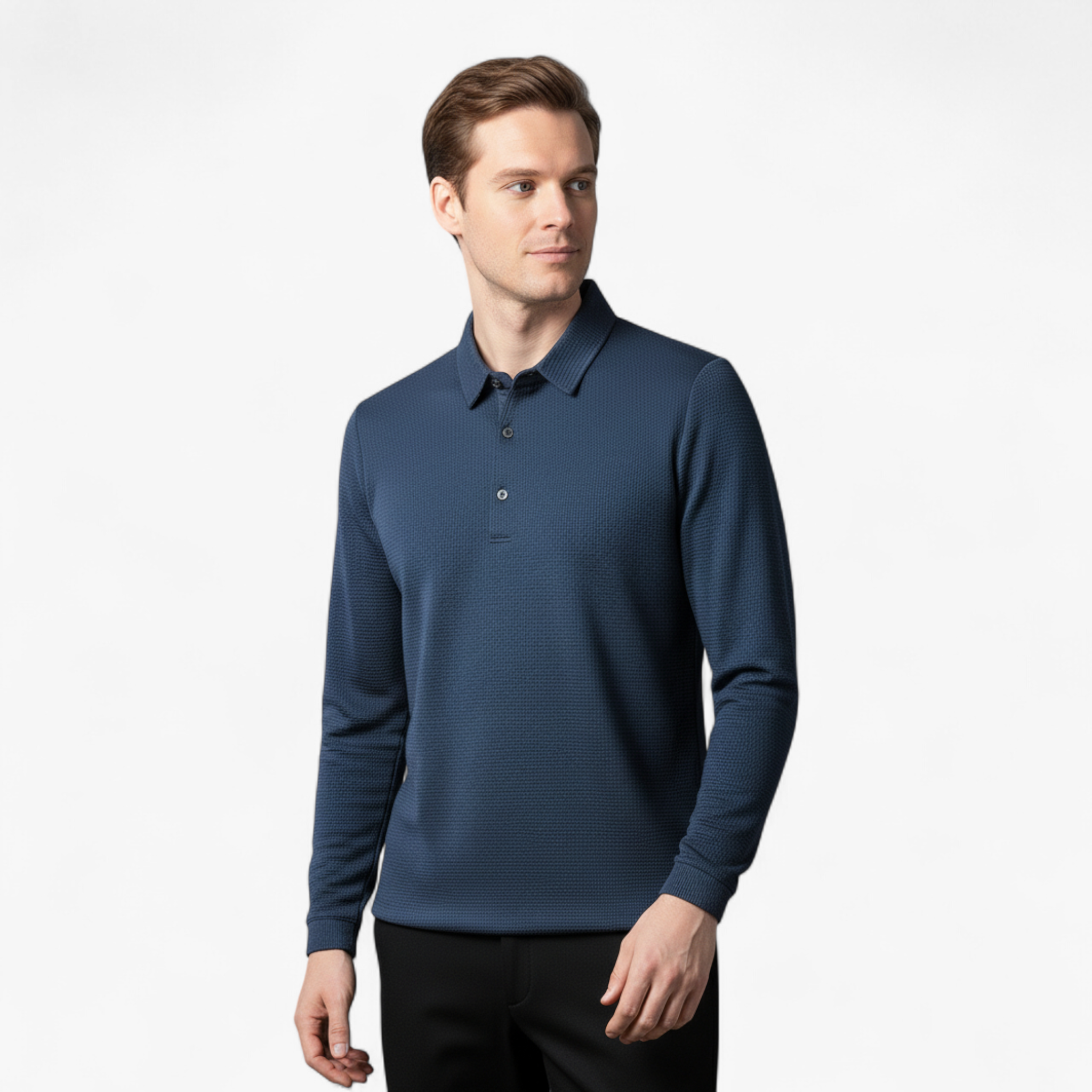 Polo Shirts: Poloshirts : Casual Poloshirt met Lange Mouwen - Marineblauw in van Pantino
