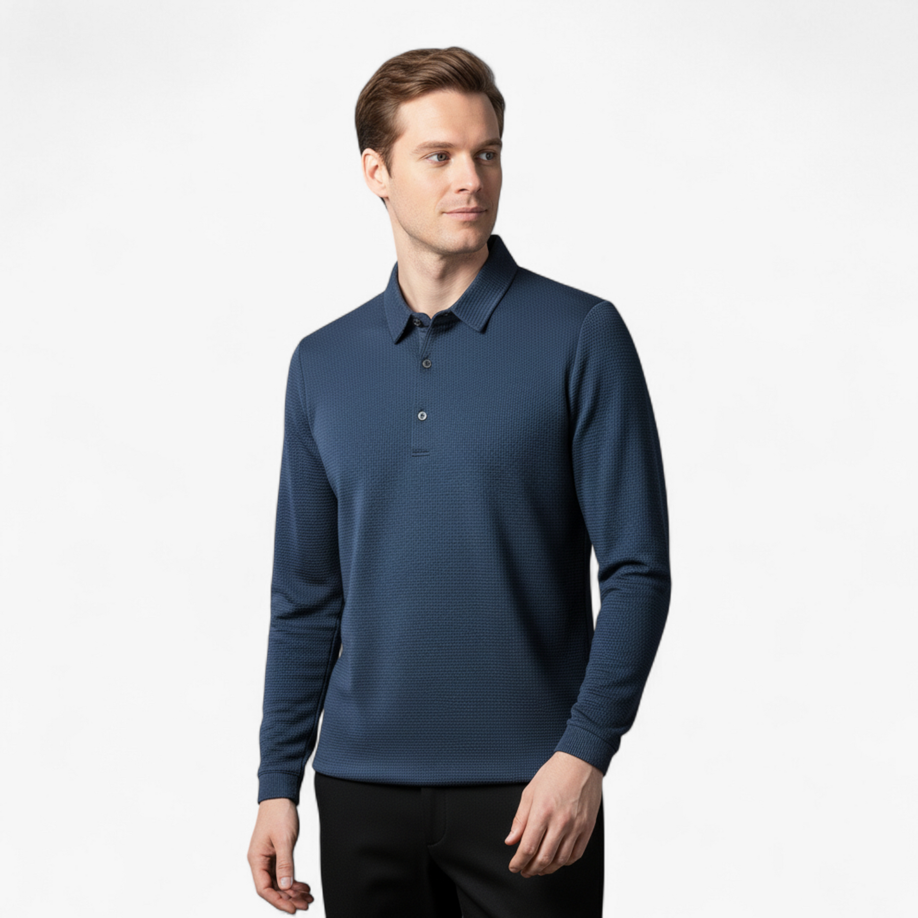 Polo Shirts: Poloshirts : Casual Poloshirt met Lange Mouwen - Marineblauw in van Pantino