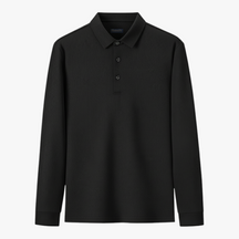 Polo Shirts: Poloshirts : Casual Poloshirt met Lange Mouwen - Marineblauw in Zwart van Pantino