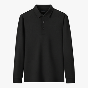Polo Shirts: Poloshirts : Casual Poloshirt met Lange Mouwen - Marineblauw in Zwart van Pantino