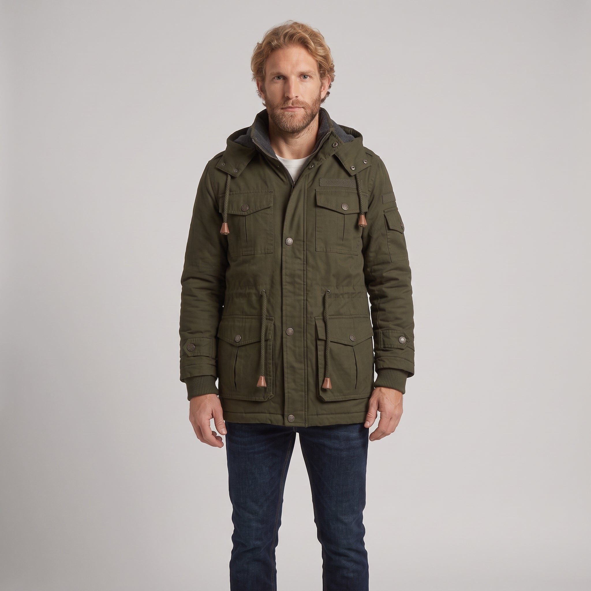Bomber Jacket : Heren Parka met Capuchon en Utility Zakken in van Pantino